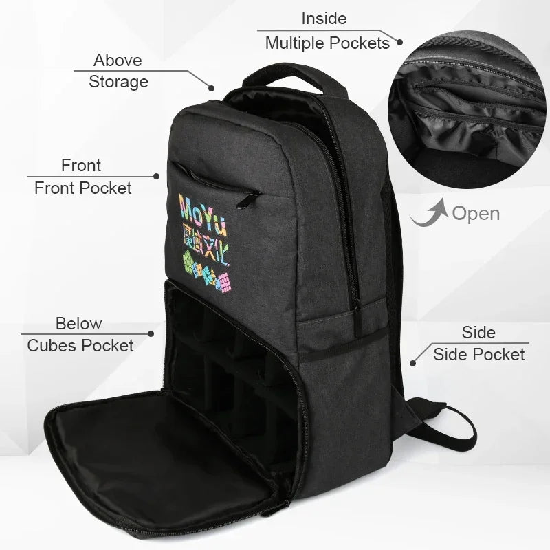 [PiCube] MoYu Backpack Bag Black Professional Bags for Magic Puzzle Cube 2x2 3x3x3 4x4 5x5 6x6 7x7 8x8 9x9 All Layer Toy Sets