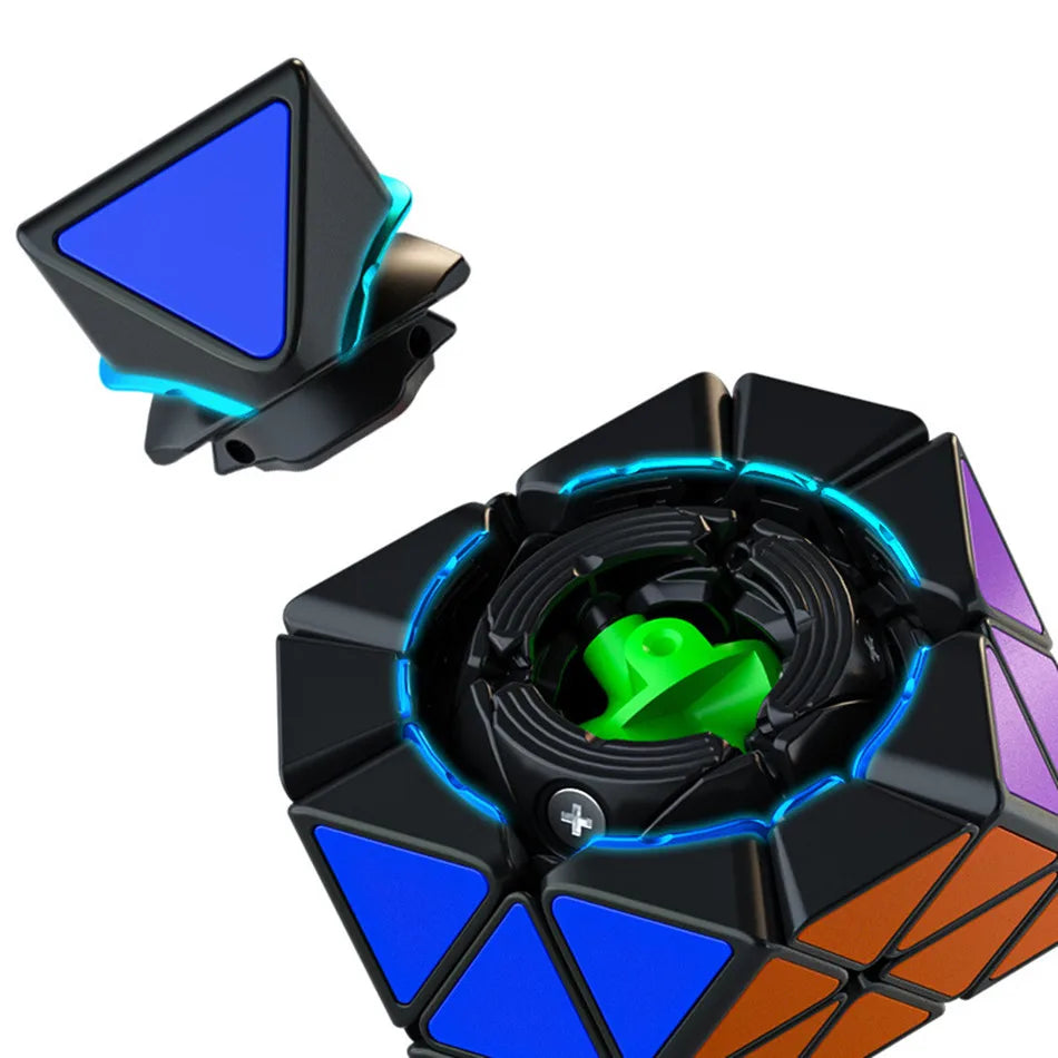 New Qiyi Fun FTO Rotating Octahedron Magnetic Magic Cube Professional Speed Black Cube  Fidget Cubo Magico Puzzle Toys Gifts