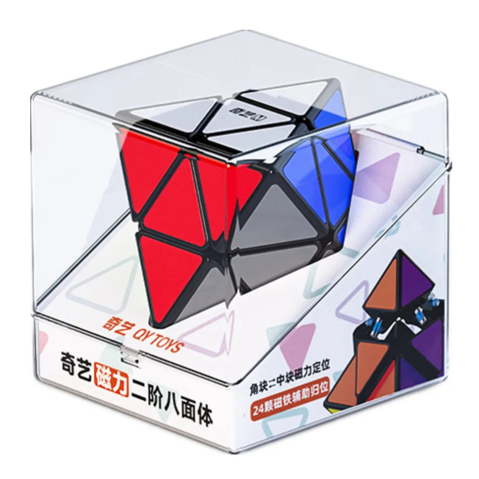 New Qiyi Fun FTO Rotating Octahedron Magnetic Magic Cube Professional Speed Black Cube  Fidget Cubo Magico Puzzle Toys Gifts